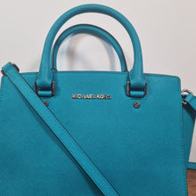 Load image into Gallery viewer, Michael Kors Turquoise Leather Selma Satchel
