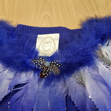 Load image into Gallery viewer, Vintage Feather &amp; Marabou Style Cobalt Blue jumper 8-10
