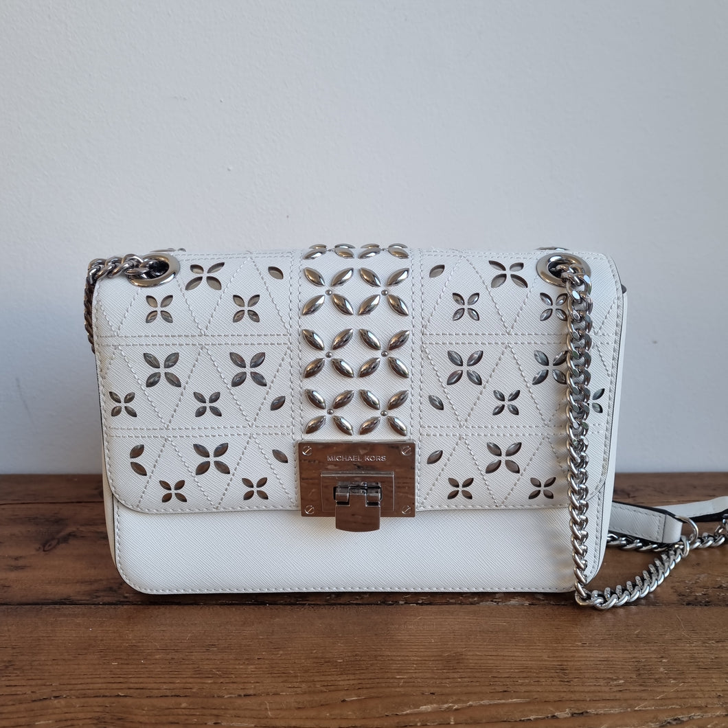 Michael Kors Flower silver embellished handbag