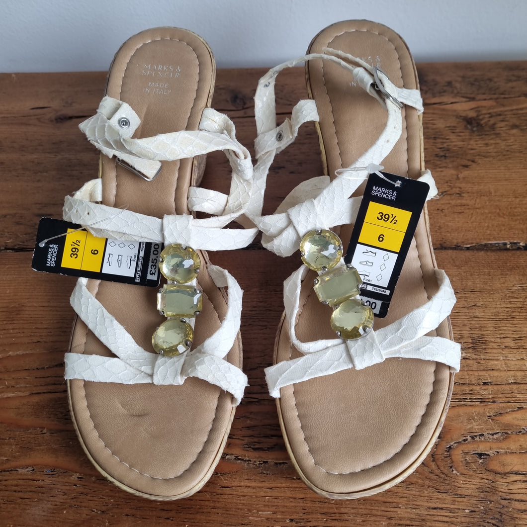 BNWT M&S Leather Jewel Wedges 6