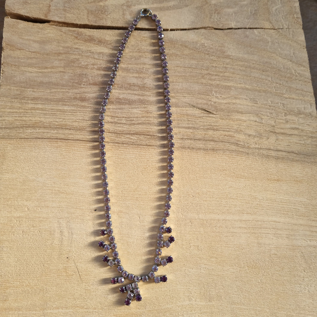 Vintage lilac & purple diamonte necklace