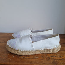 Load image into Gallery viewer, Office leather silver sequin espadrilles 6
