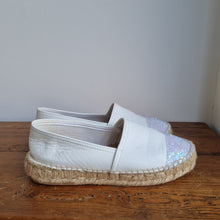 Load image into Gallery viewer, Office leather silver sequin espadrilles 6
