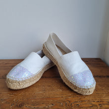 Load image into Gallery viewer, Office leather silver sequin espadrilles 6
