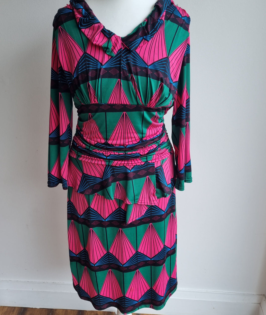 Onjenu pink/green patterned dress 12