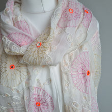 Load image into Gallery viewer, Embroidered Floral Mirror lightweight scarf
