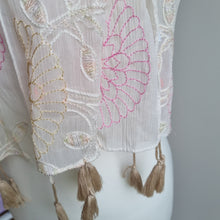 Load image into Gallery viewer, Embroidered Floral Mirror lightweight scarf
