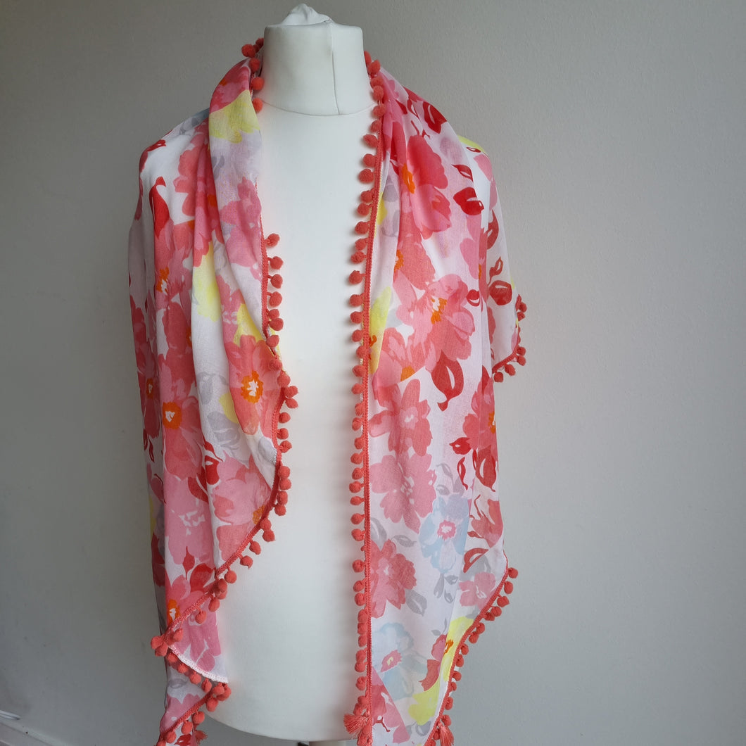 Floral Tassle Summer Scarf/Shawl