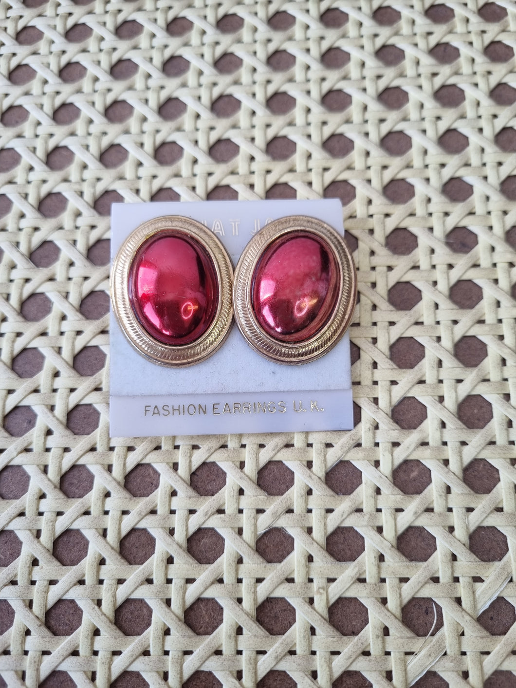 Vintage Red Oval Earrings