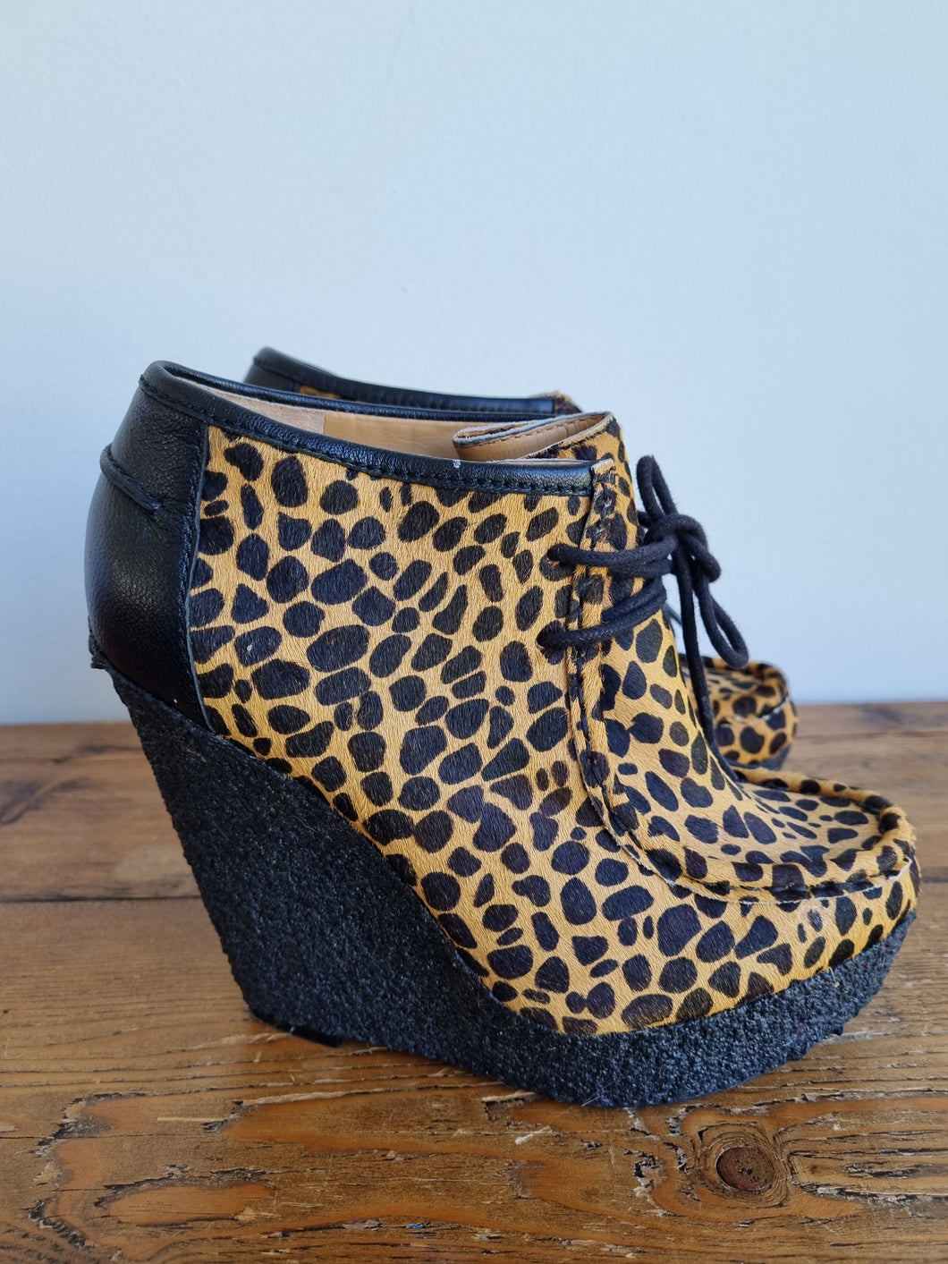 Nine West Leopard Wedge Boots 4