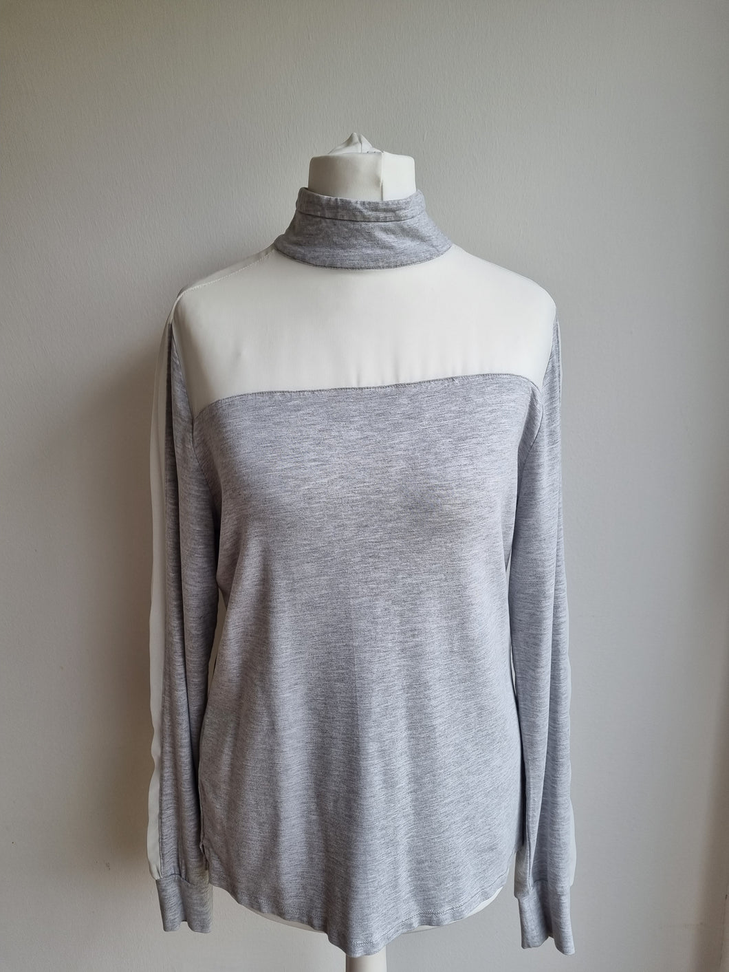 Karen Millen Grey Sheer Long Sleeved Top