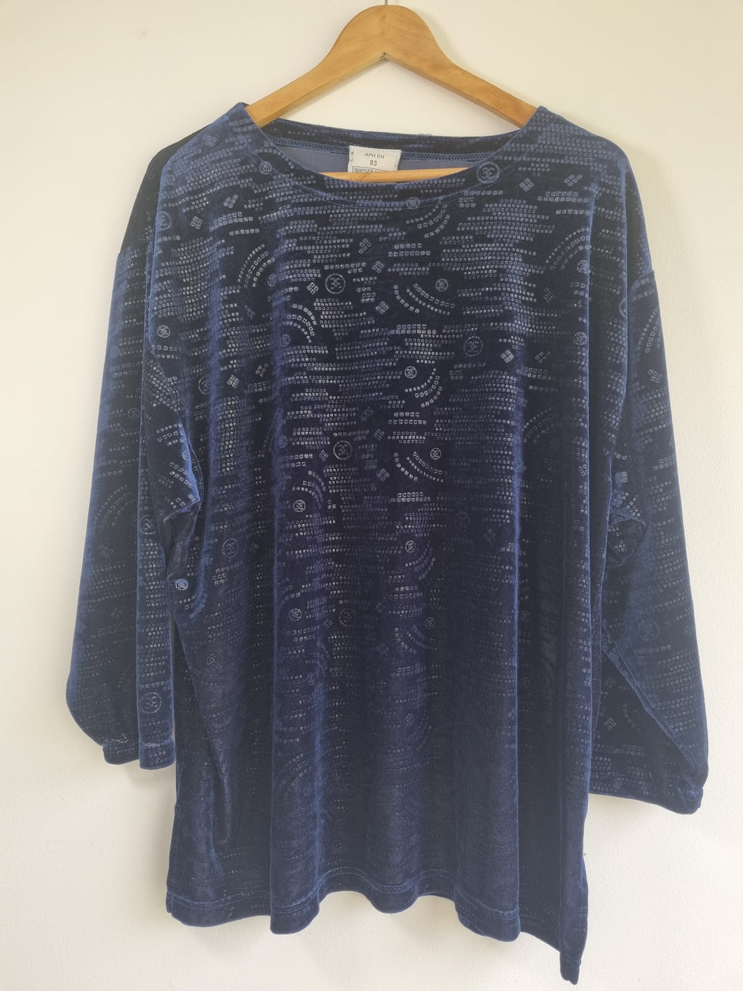 Velvet Devore Navy Draped Top XL