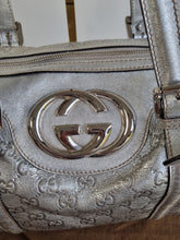 Load image into Gallery viewer, Authentic Gucci Silver Guccissima Leather Britt Boston Bag
