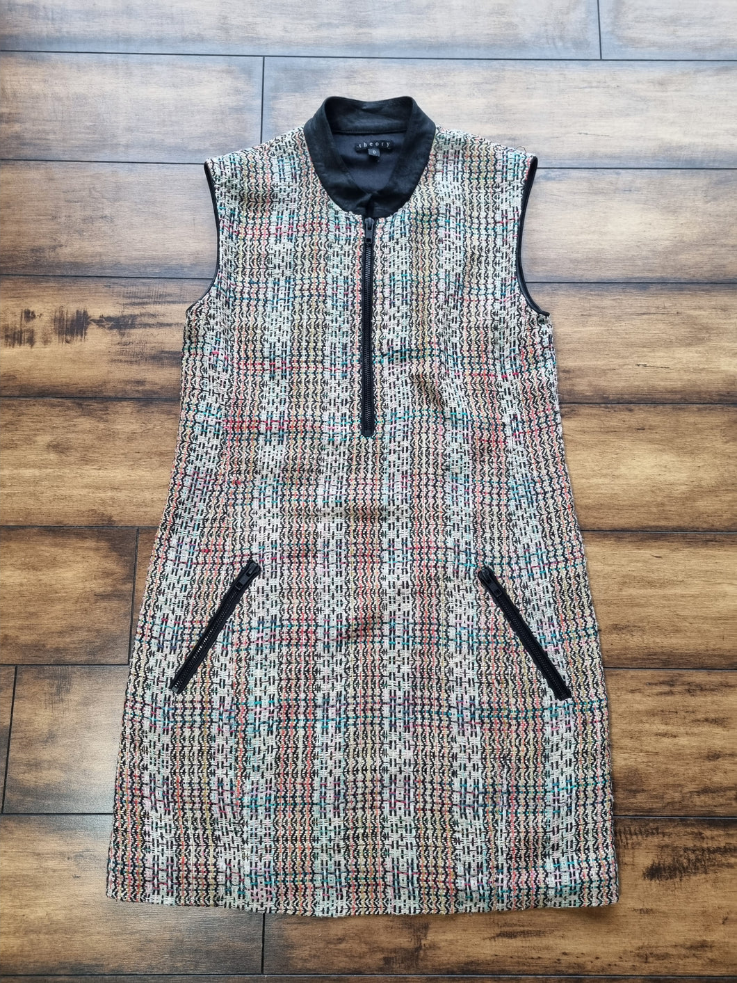 Theory Tweed Check 100% Silk Emoral Chromatic Dress 6/8