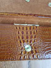 Load image into Gallery viewer, Vintage Small Brown Croc Leather Bag
