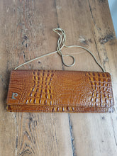 Load image into Gallery viewer, Vintage Small Brown Croc Leather Bag
