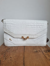 Load image into Gallery viewer, Vintage Medium Satchel White Croc Leather Bag
