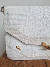 Load image into Gallery viewer, Vintage Medium Satchel White Croc Leather Bag
