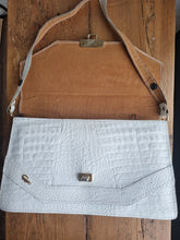 Load image into Gallery viewer, Vintage Medium Satchel White Croc Leather Bag
