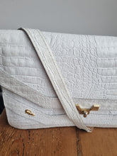 Load image into Gallery viewer, Vintage Medium Satchel White Croc Leather Bag
