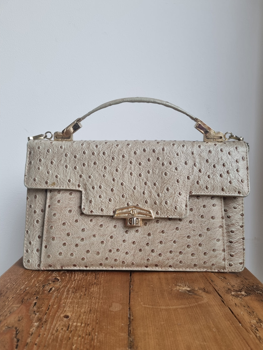 Vintage Oyster Ostrich Leather Skin Bag