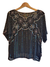 Load image into Gallery viewer, Vintage 80s Sequin Sparkly Silk Top S
