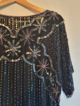 Load image into Gallery viewer, Vintage 80s Sequin Sparkly Silk Top S
