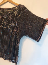 Load image into Gallery viewer, Vintage 80s Sequin Sparkly Silk Top S
