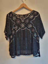 Load image into Gallery viewer, Vintage 80s Sequin Sparkly Silk Top S
