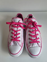 Load image into Gallery viewer, Converse All Stars White Canvas Pink Laces Trainers 6
