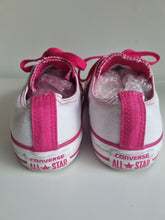 Load image into Gallery viewer, Converse All Stars White Canvas Pink Laces Trainers 6
