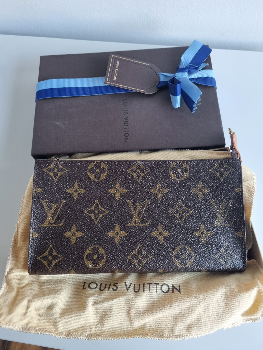 Authentic Genuine Louis Vuitton LV Brown Monogrammed Pouchette