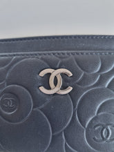 Load image into Gallery viewer, Authentic Genuine Chanel Camellia Rose Quilted Black Leather Card Holder
