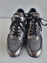 Load image into Gallery viewer, Michael Kors Diamonte Gunmetal Leather Trainers 5.5
