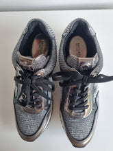 Load image into Gallery viewer, Michael Kors Diamonte Gunmetal Leather Trainers 5.5
