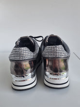 Load image into Gallery viewer, Michael Kors Diamonte Gunmetal Leather Trainers 5.5
