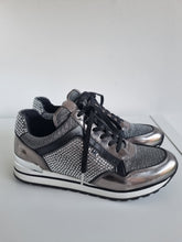 Load image into Gallery viewer, Michael Kors Diamonte Gunmetal Leather Trainers 5.5
