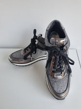 Load image into Gallery viewer, Michael Kors Diamonte Gunmetal Leather Trainers 5.5
