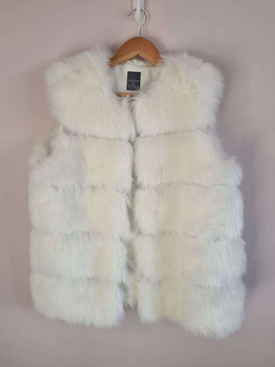 Primark White Faux Fur Gilet Waistcoat 14/16