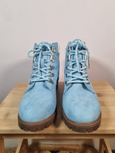 Load image into Gallery viewer, New Look Lace Up Trucker Light Blue Ankle Ladies Boots 5
