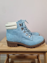 Load image into Gallery viewer, New Look Lace Up Trucker Light Blue Ankle Ladies Boots 5
