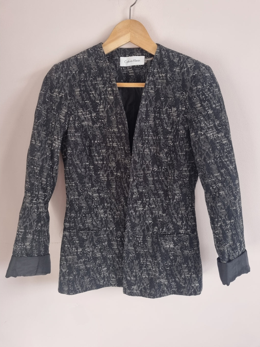 Calvin Klein Womens Textured Black Blazer Size 8