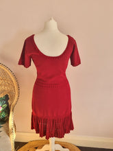 Load image into Gallery viewer, Sandro Paris Red Light Weight Knitted &amp; Pleated Red Dress Size 2
