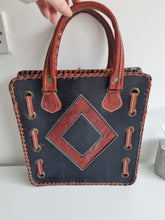 Load image into Gallery viewer, Rare Unique Vintage 70s Leather Woven Hippy Boho Bag
