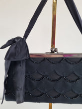 Load image into Gallery viewer, Coast Scallop Beaded Black Bow Evening Bag
