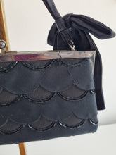 Load image into Gallery viewer, Coast Scallop Beaded Black Bow Evening Bag
