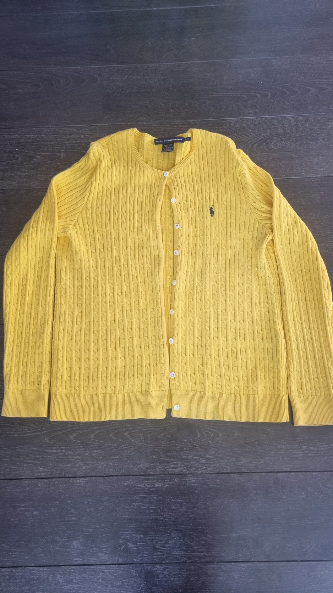 Ralph Lauren Yellow Cable Knit Ladies Cardigan XL