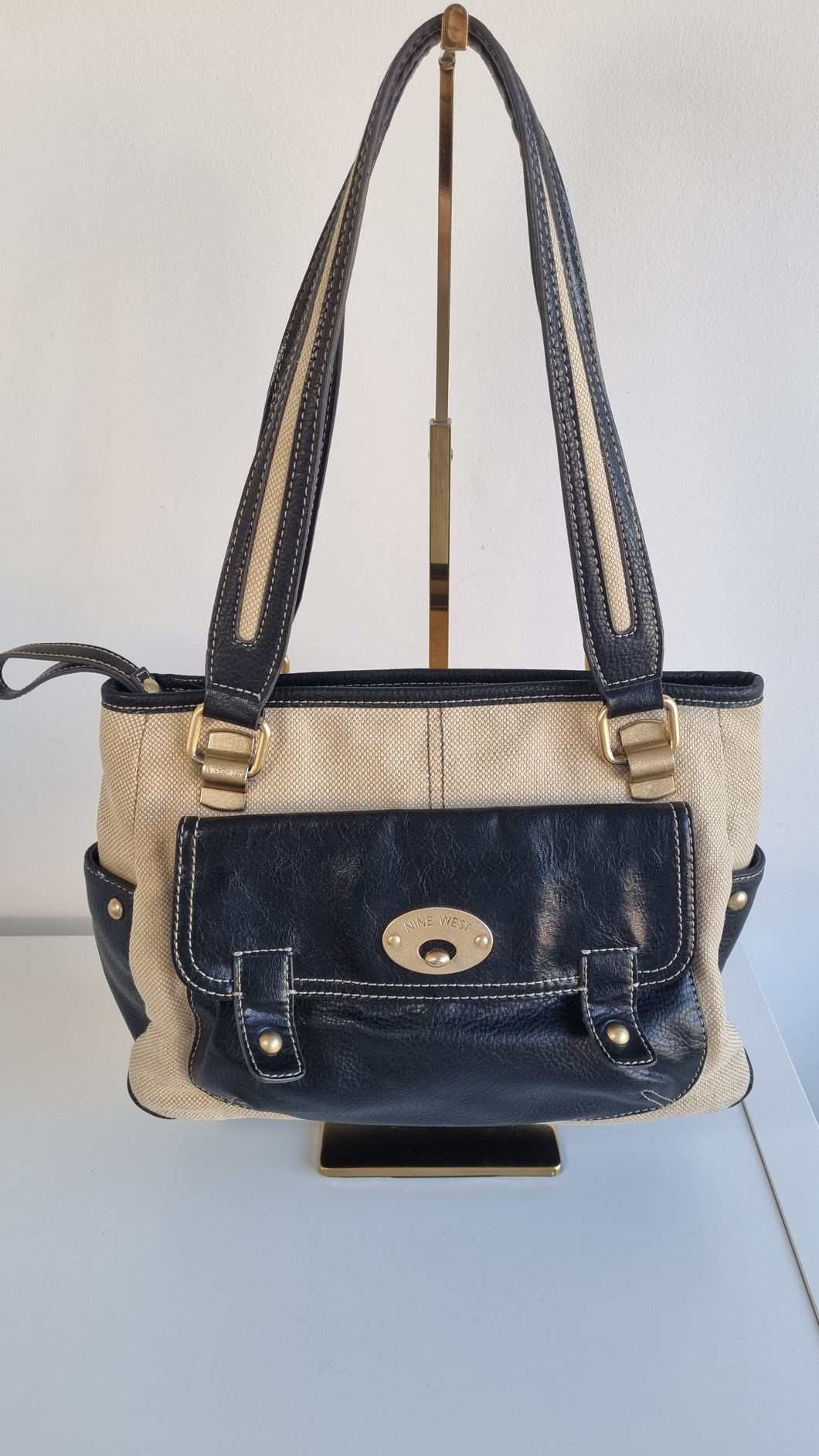 Nine West Y2K Leather & Linen bag