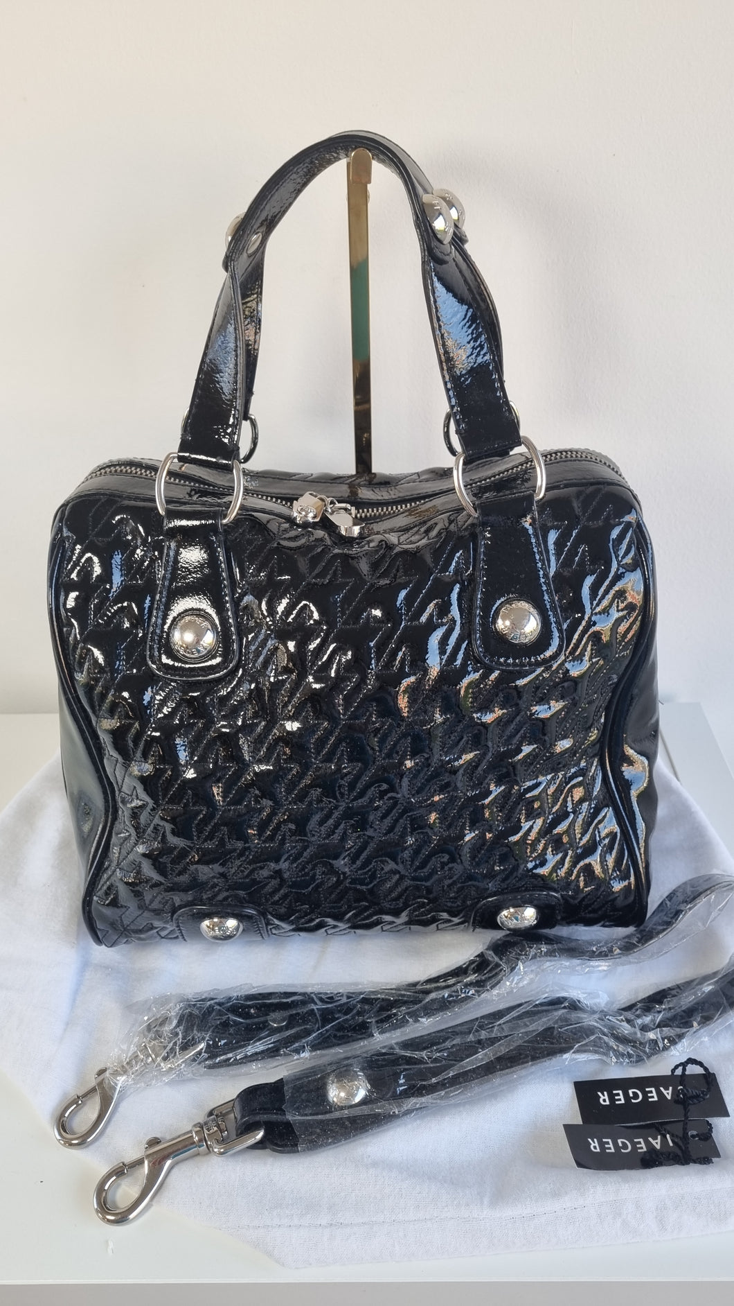 Jaeger Quilted Patent Leather Bag Rrp £299