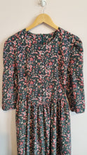 Load image into Gallery viewer, Vintage 1980s Green Floral Laura Ashley Style Drop Waist Dress
